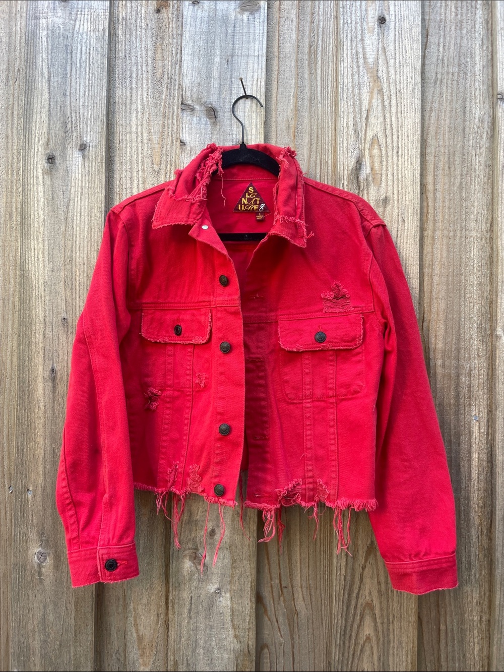 Distressed Red Jean Jacket